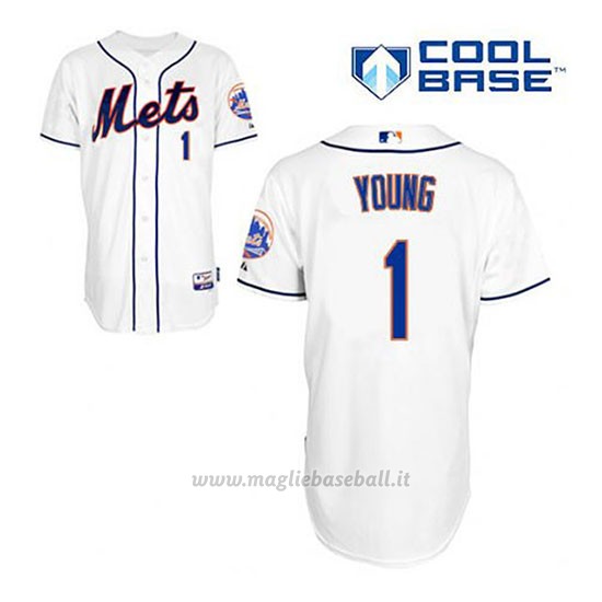 Maglia Baseball Uomo New York Mets Chris Young 1 Bianco Alterner Cool Base